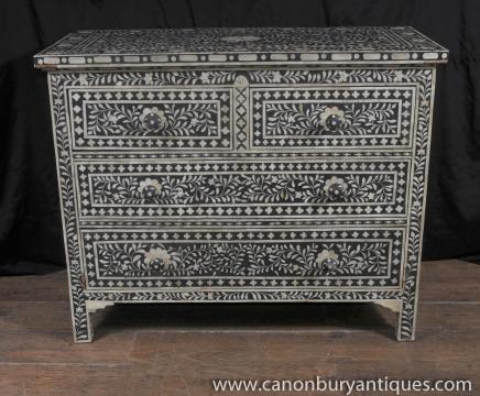 Damascan Chest Drawers Commode Bone Inlay